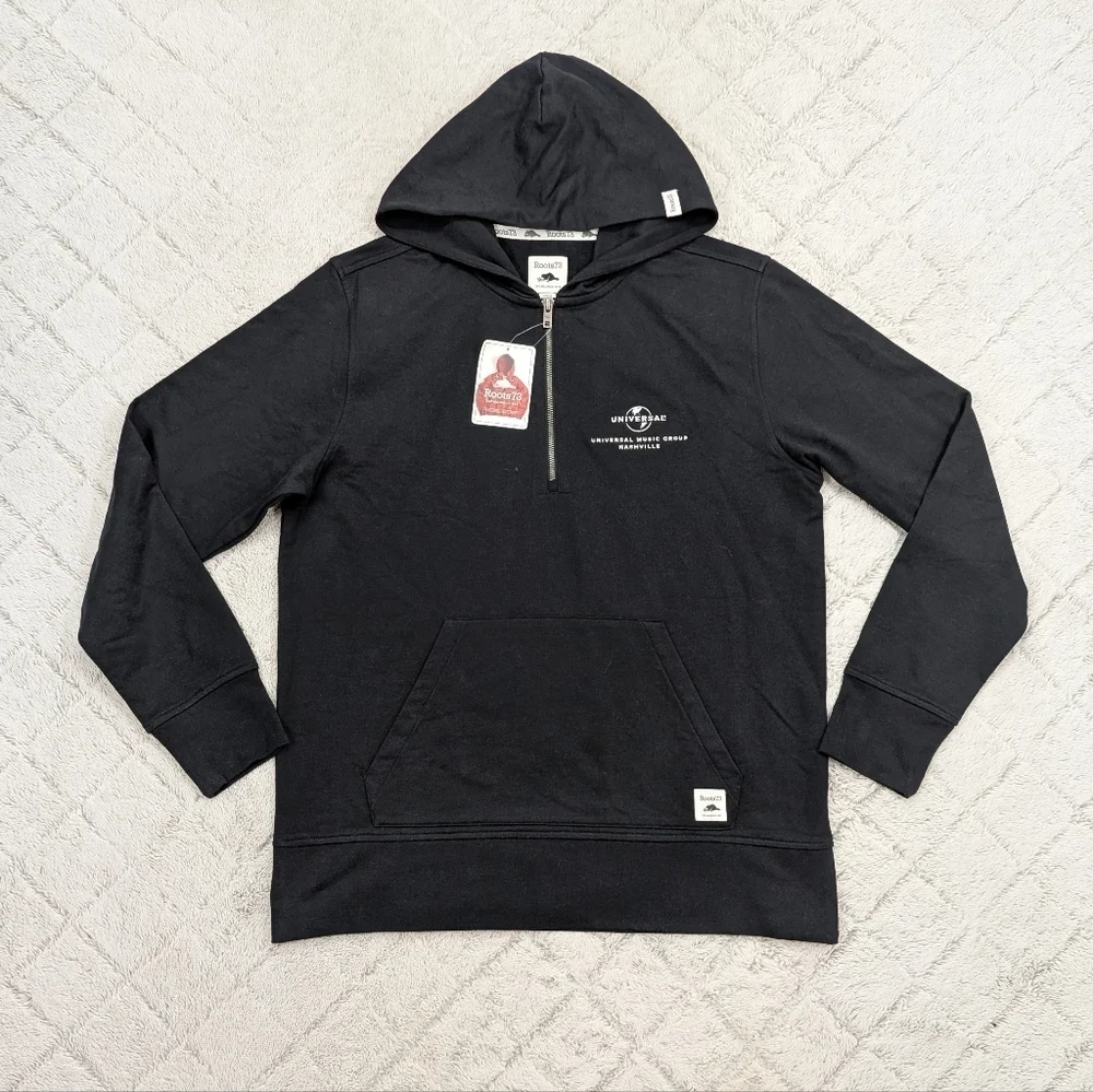 Roots 73 Jacket Adult M Black Canmore Eco ¼ Zip Hoodie Cotton Nashville Music